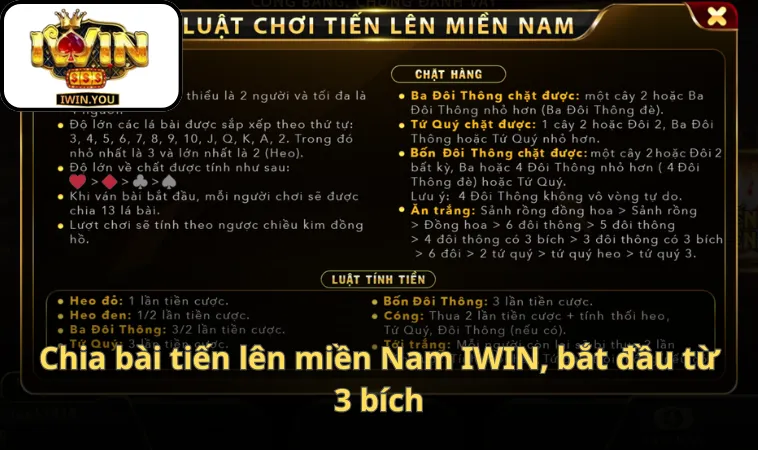 Chia bài tiến lên miền Nam IWIN, bắt đầu từ 3 bích