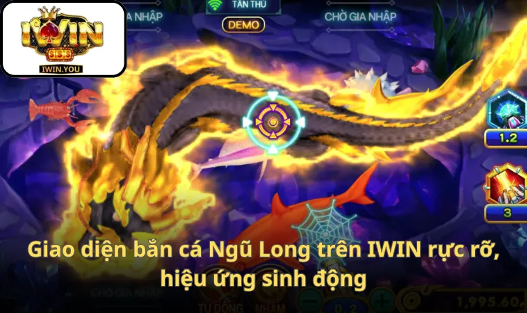 Giao diện bắn cá Ngũ Long trên IWIN rực rỡ, hiệu ứng sinh động