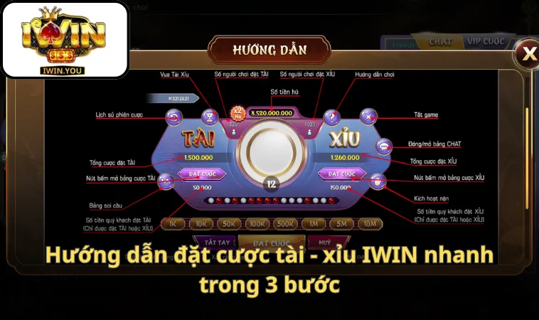 Hướng dẫn đặt cược tài - xỉu IWIN nhanh trong 3 bước