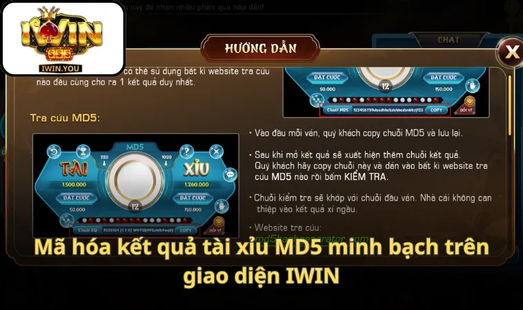 Mã hóa kết quả tài xỉu MD5 minh bạch trên giao diện IWIN